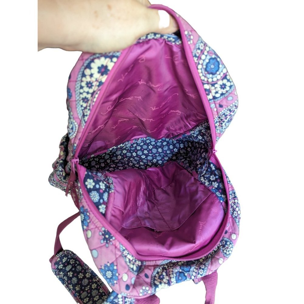 Vera Bradley Backpack Boysenberry Paisley Quilted Pink Blue - Picture 4 of 16